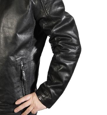 SL100232 - Black Leather Easy Fit Biker Jacket